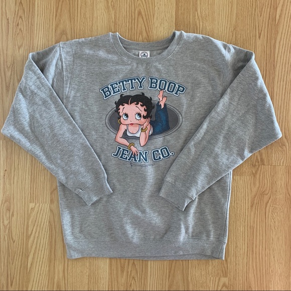 Betty Boop Crewneck Sweatshirt Grey - Picture 1 of 4